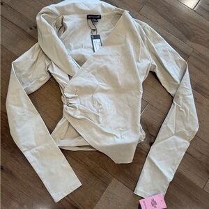 PrettyLittleThing Cream Wrap Blouse